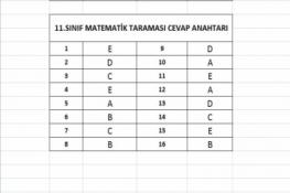 11.Sınıf Matematik Taraması Cevap Anahtarı (28.04.2026)